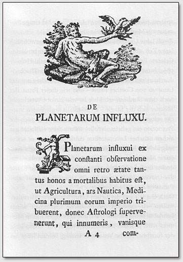 Die erste Seite der Doktorarbeit Mesmers "De Planetarum Influxu"