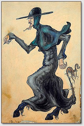 Pfarrer-Teufel. Die Skizze des Kostüms zum Drama Ibsens "Peer Gynt". N.K.Roerich. 1912.